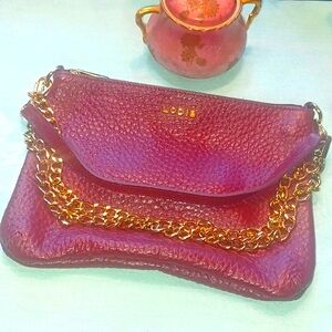 Lodis Plum Italian Pebble Leather Handbag